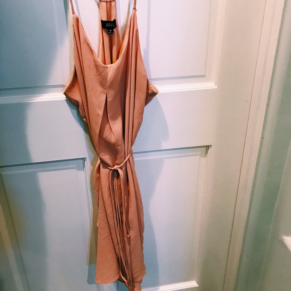 Mini dress with waist tie